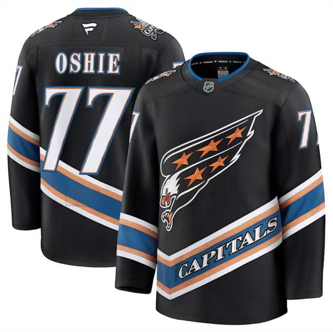 Men%27s Washington Capitals #77 TJ Oshie Black 2024-25 Alternate Stitched Hockey Jersey Dzhi->washington capitals->NHL Jersey